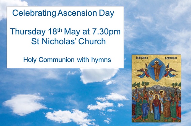 Thursday 18th May at 7.30pm at St Nicholas Church, Holy Communion with Hymns.